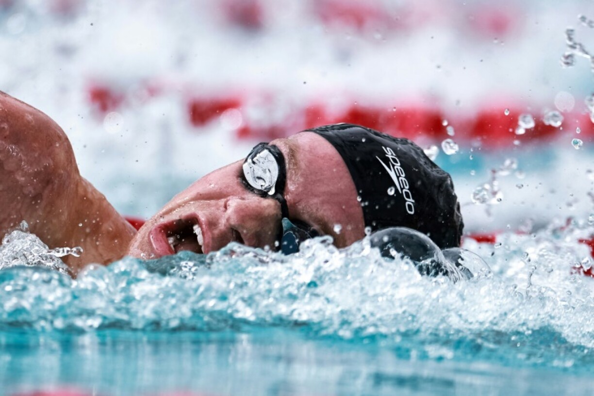 France's Leon Marchand competes in the 200m freestyle at the Tyr Pro Swim Series meetign in Fort Lauderdale, Florida
