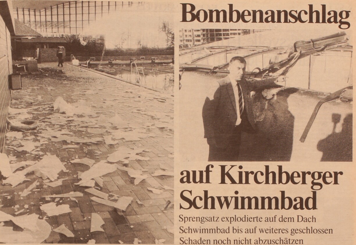 The glass roof of the Coque swimming pool was shattered (1 October 1985)