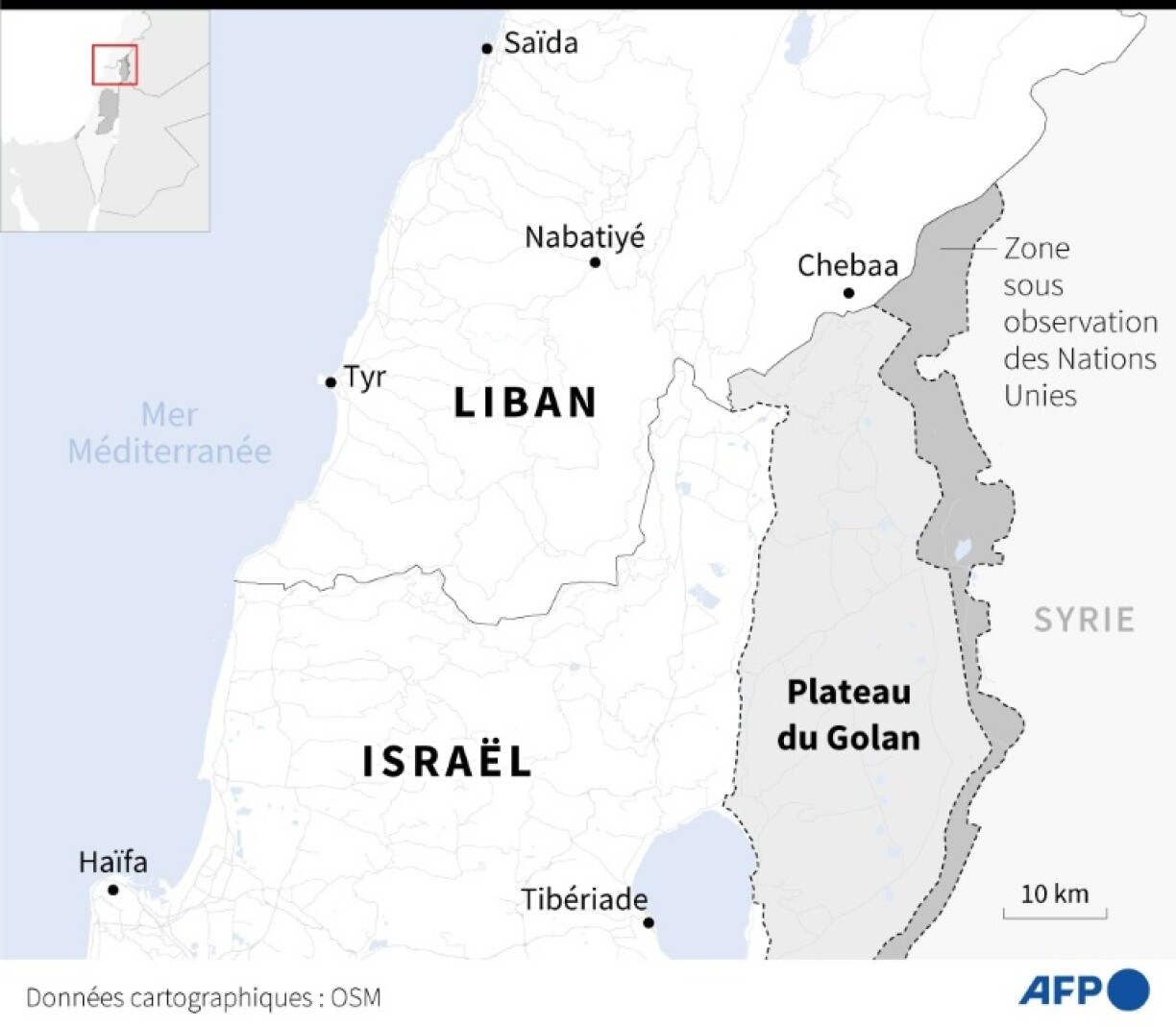 La zone frontalière entre le Liban et Israël