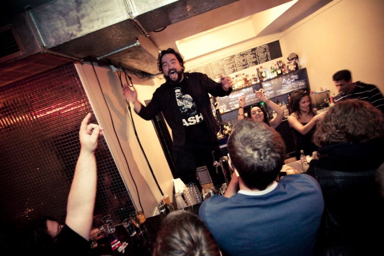 David Rocas and his team celebrate two years in 2011.