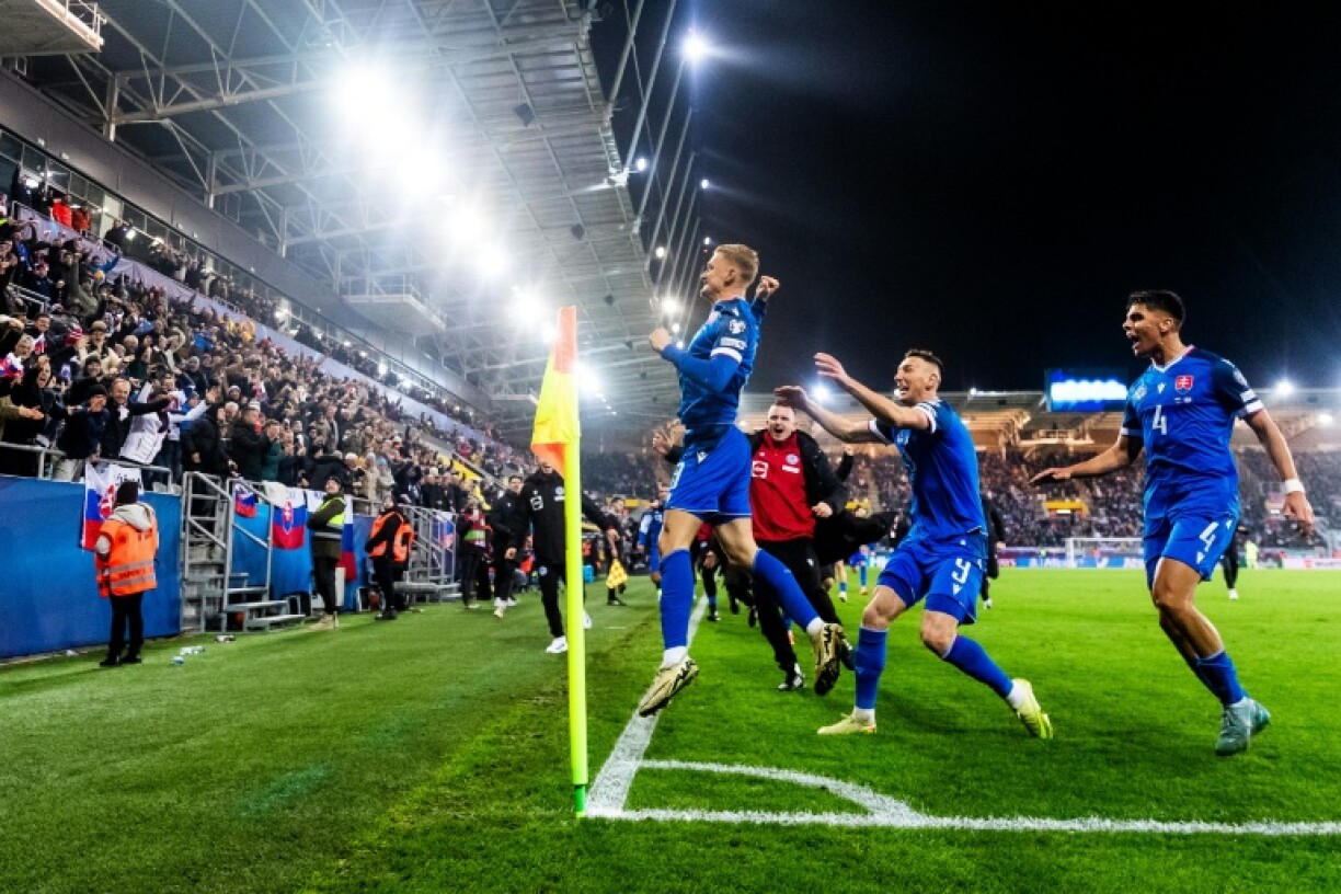 Slovakia forward Tomas Bobcek (L) struck in injury time in Kosice to snatch a 1-0 victory over Northern Ireland