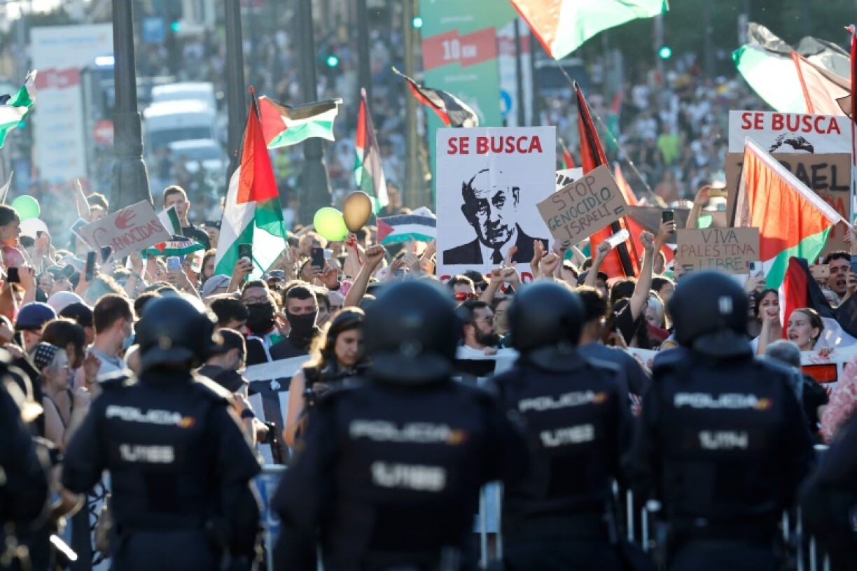 Pro-Palestinians protestors during this month's 21st and last stage of the Vuelta a Espana