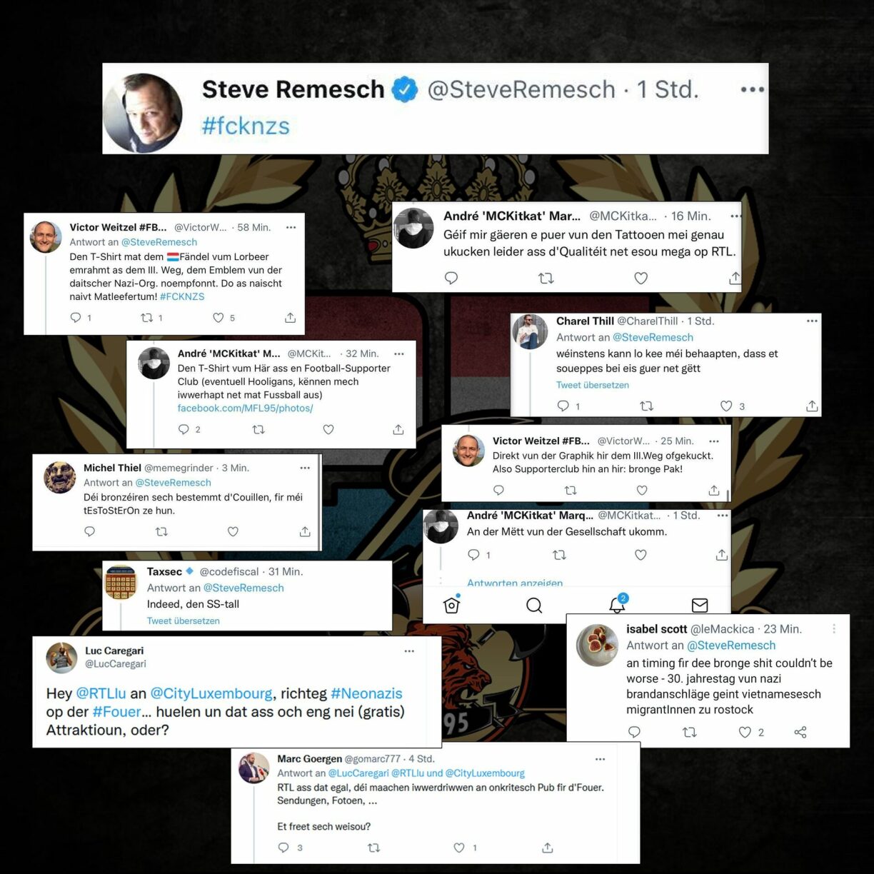 De President vum M-Block huet sech op Facebook schockéiert gewisen iwwert d'Posts op de soziale Medien. Hien distanzéiert sech och kloer vun de Reprochen. Den M-Block wier just e Grupp vu Fans vun der Lëtzebuerger Futtball-Nationalekipp, net méi an net manner.