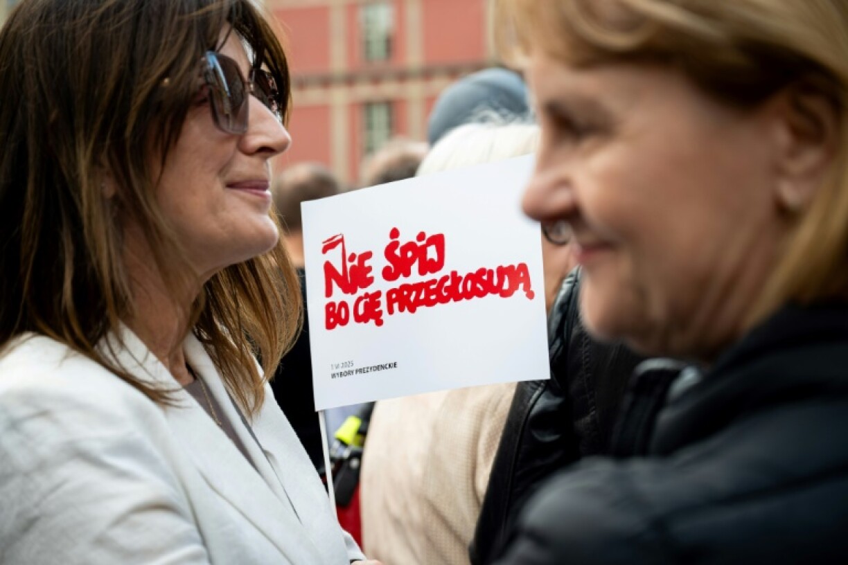 Pendant le dernier meeting de campagne du candidat centriste Rafal Trzaskowski, le 30 mai 2025 à Gdansk