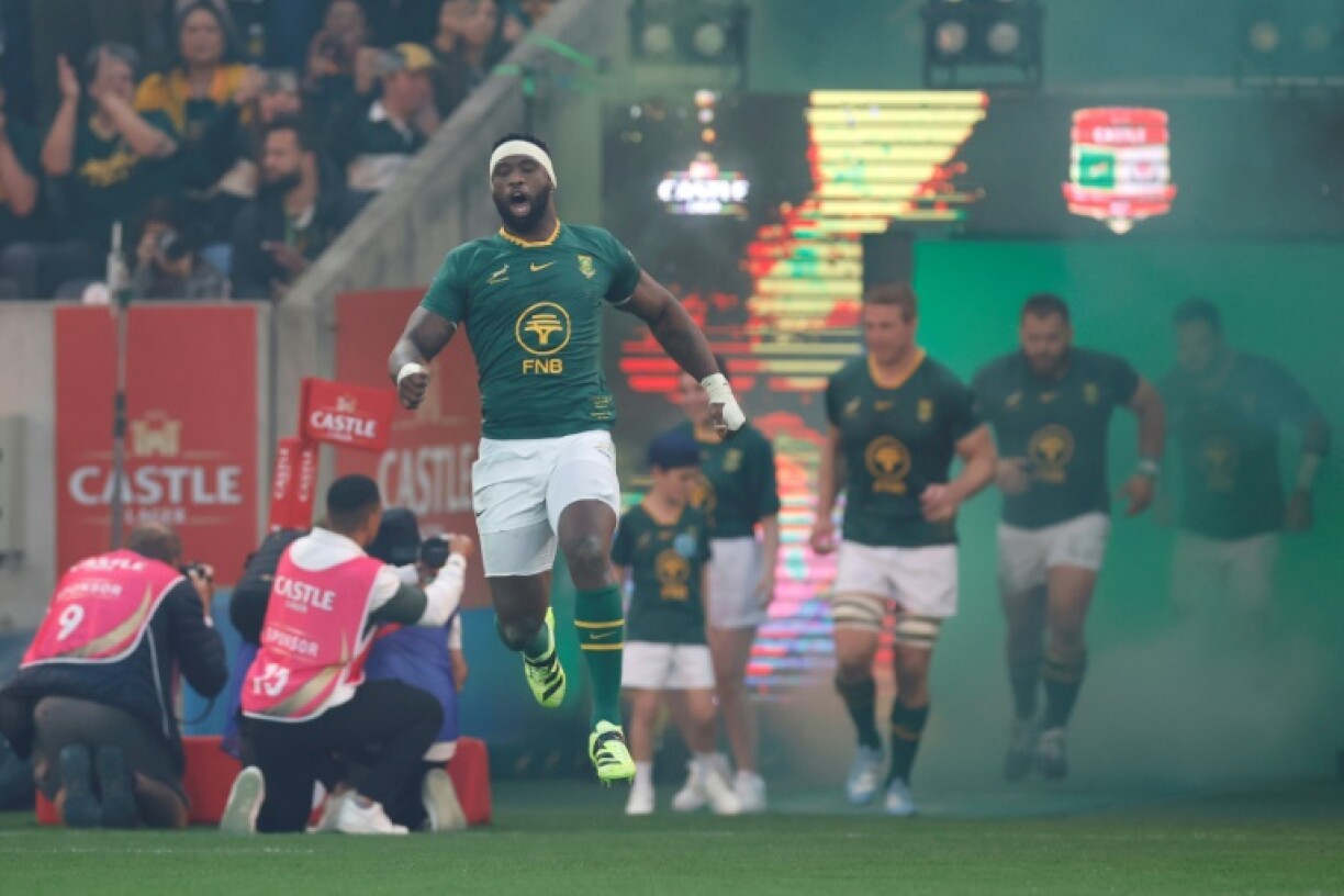 Springbok captain Siya Kolisi (2nd R) will play his 94th Test when he faces Australia in the the World Rugby Championship on Saturday