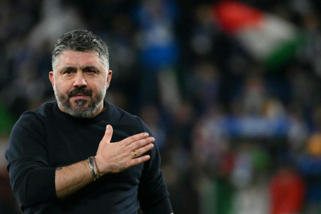 Gennaro Gattuso, alors sélectionneur de l'Italie, après la victoire en demi-finale des barrages européens pour le Mondial-2026 contre l'Irlande du nord (2-0) le 26 mars 2026 à Bergame en Italie