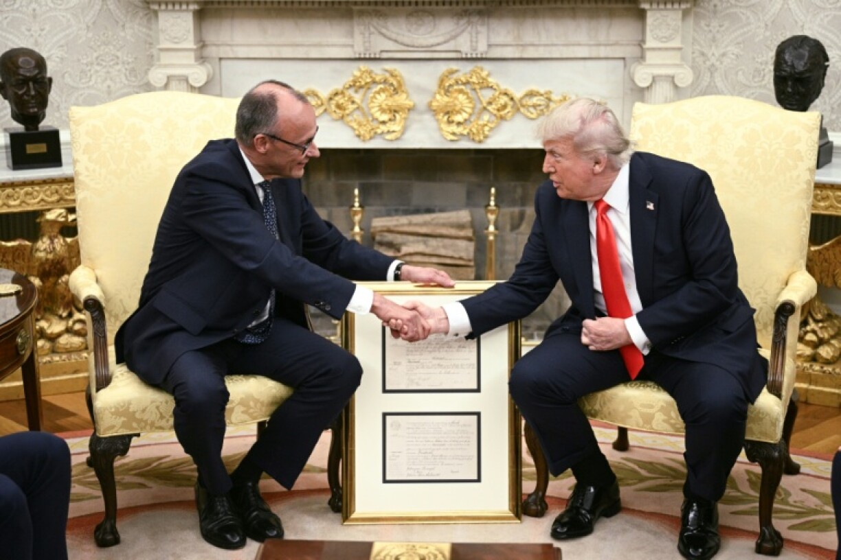 US President Donald Trump with German Chancellor Friedrich Merz in the White House on June 5, 2025