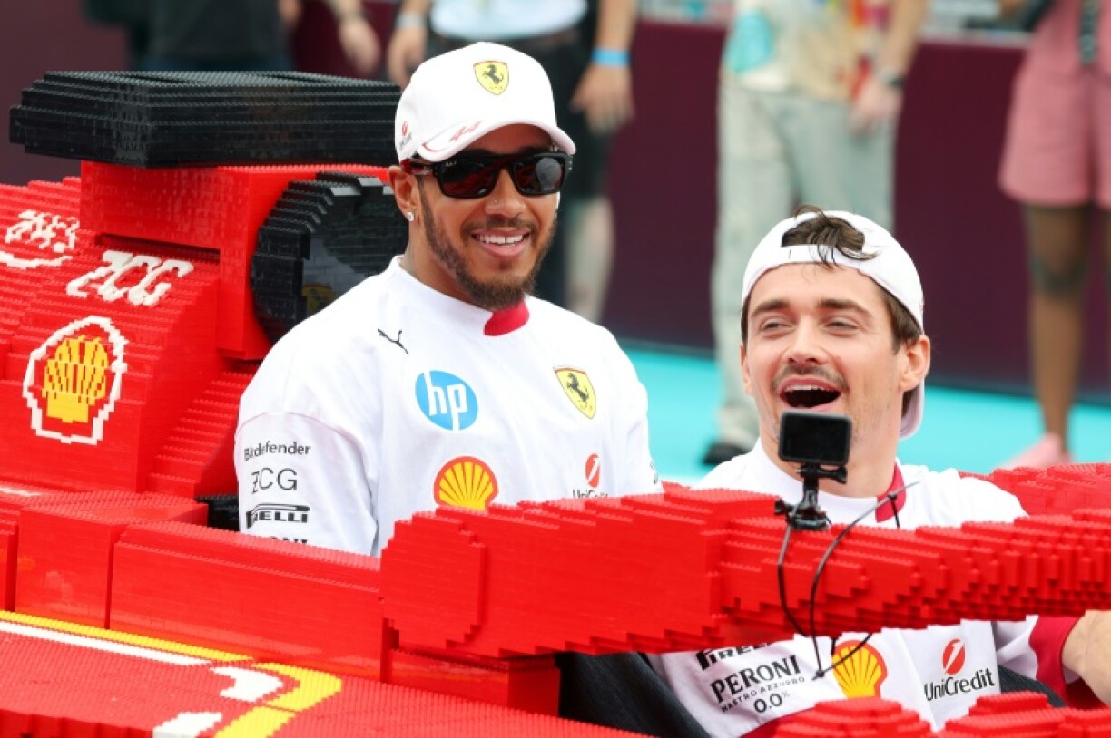 Lewis Hamilton and Charles Leclerc enjoyed a fun ride in Lego F1 cars before enduring more frustration in the Miami Grand Prix