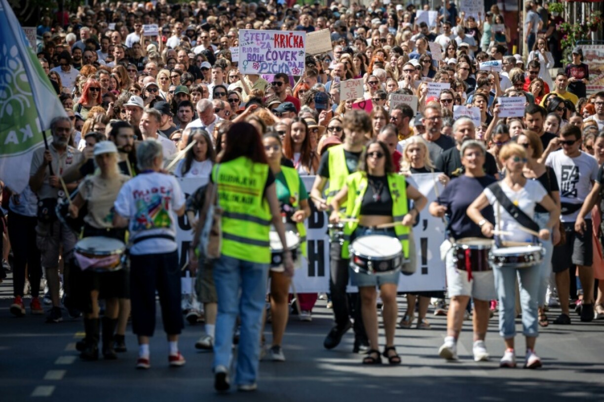 Protesters gather in support of student Nikolina Sindjelic in Belgrade