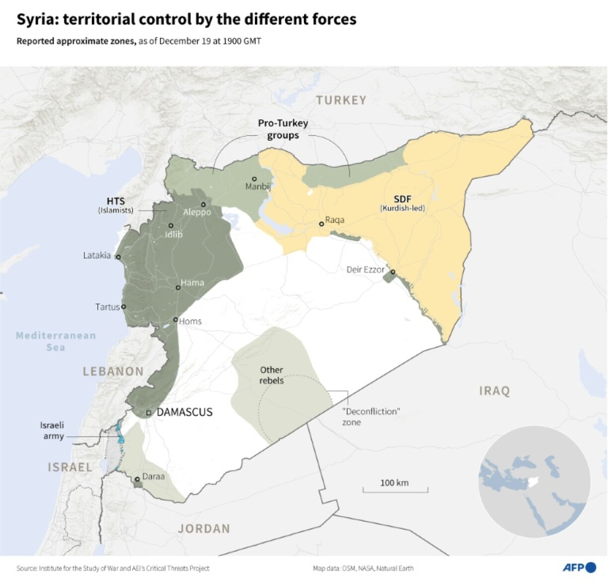 Syria: territorial control by the different forces