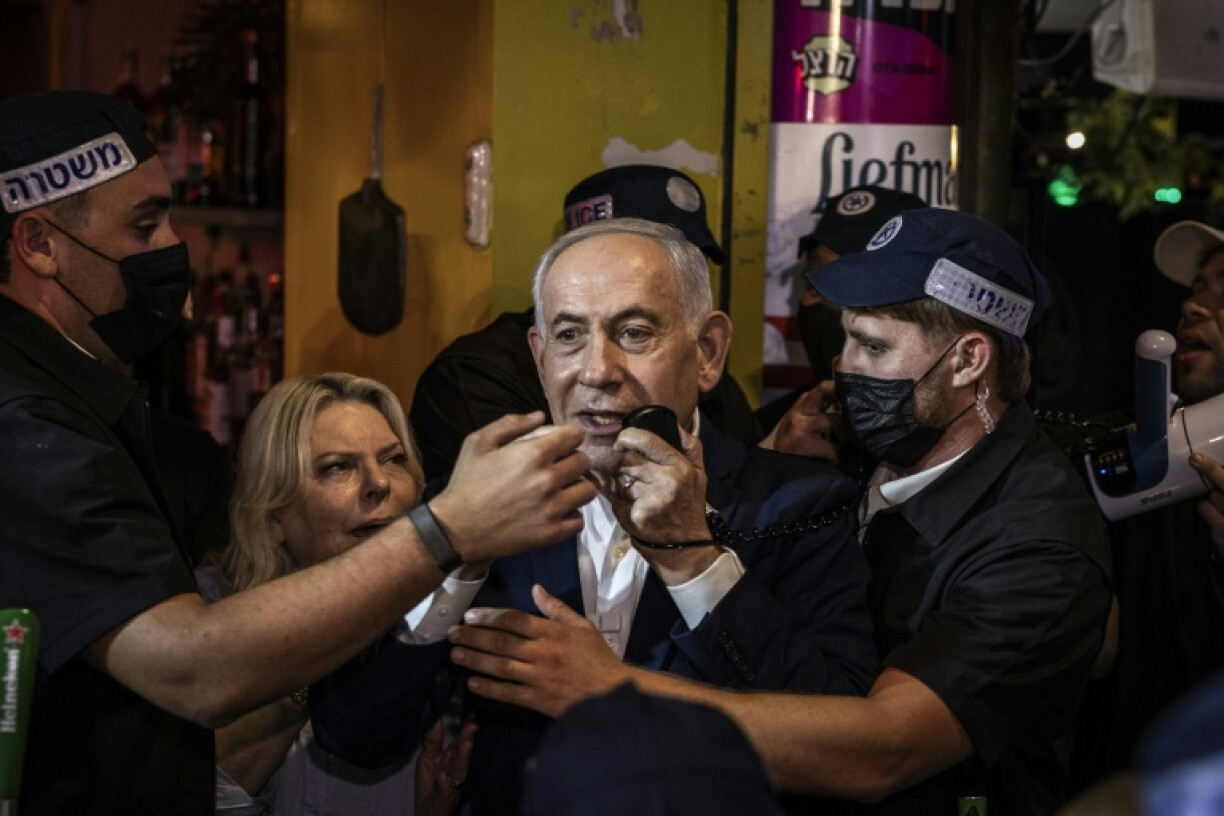 Israeli Prime Minister Benjamin Netanyahu speaks in Ben Yehuda Market during a campaign visit in Jerusalem on October 22, 2026