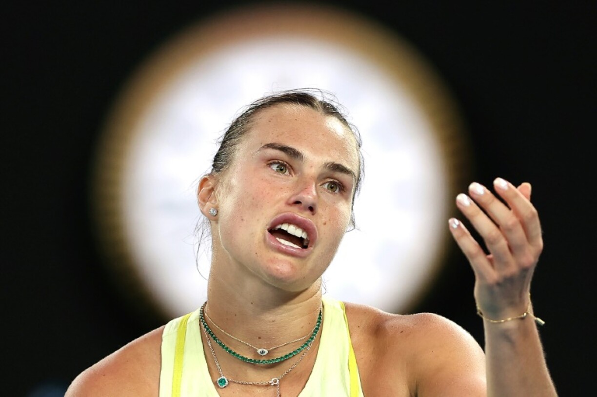 Aryna Sabalenka reacts to a point against Russia’s Anastasia Pavlyuchenkova