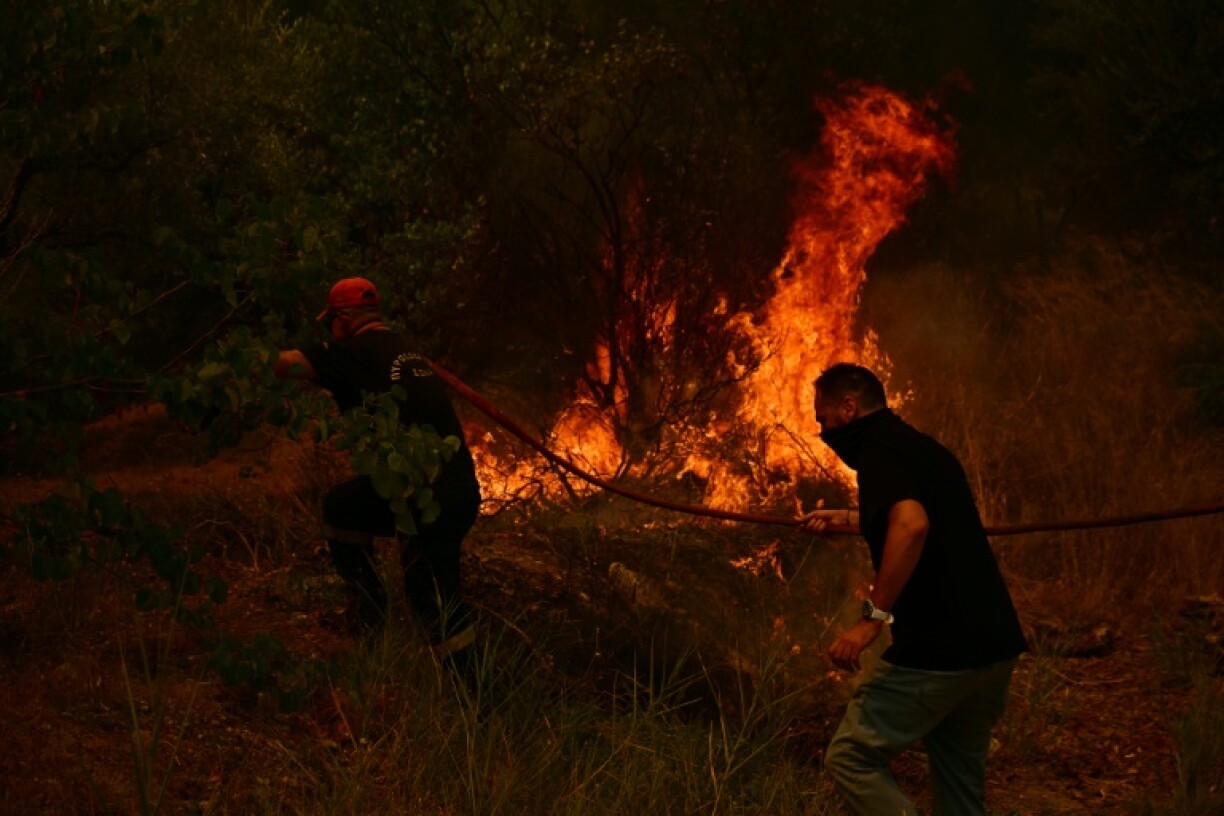 Firefighters and residents have been trying to put out fires near the Greek city of Patras