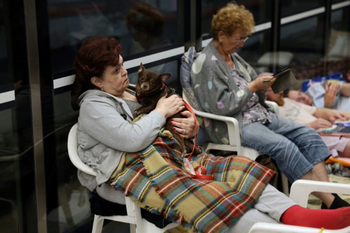 People sheltered overnight at an underground light rail station in Ramat Gan, east of Tel Aviv