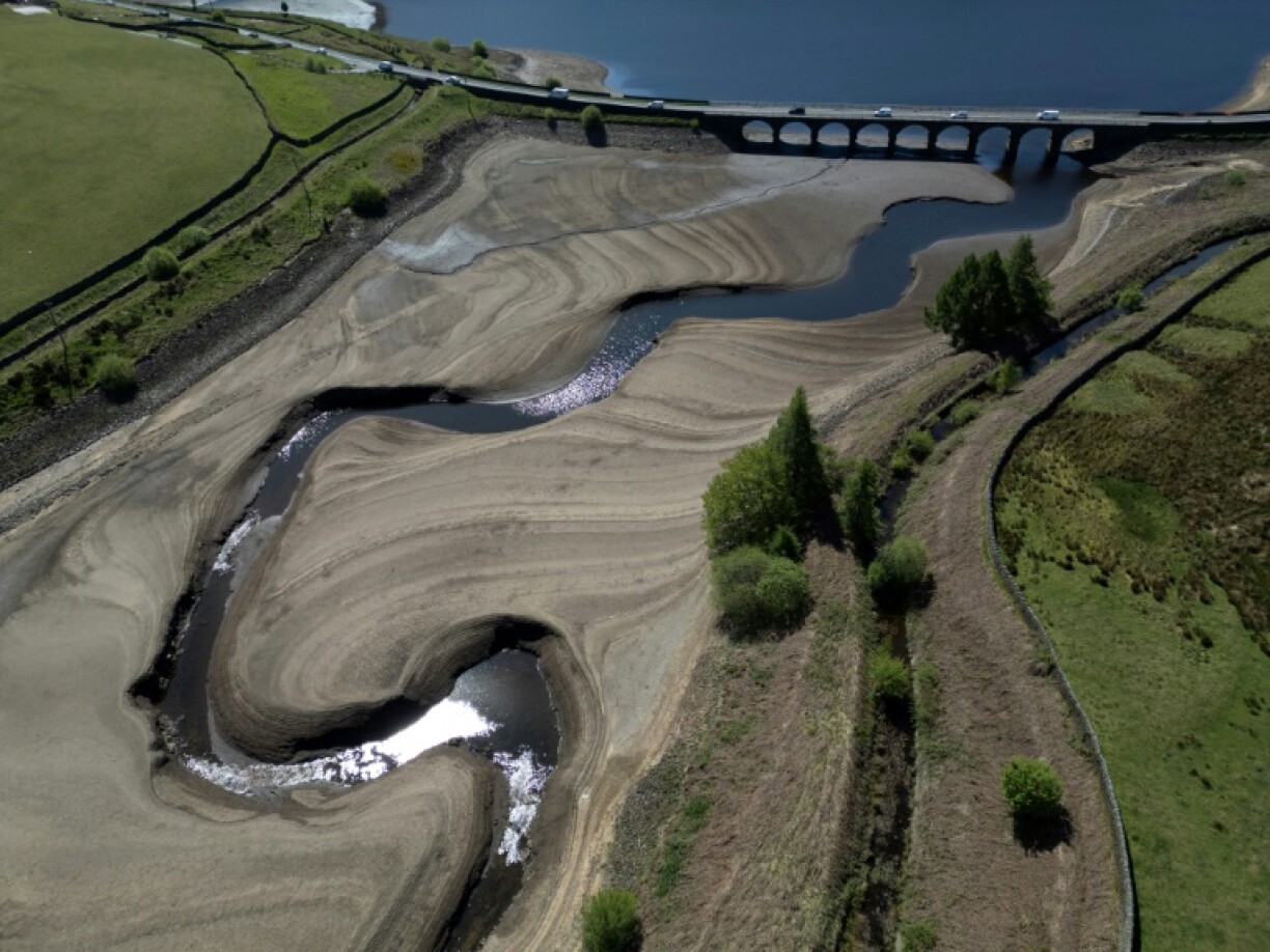 Water levels have dropped at Woodhead reservoir in northern England as the UK experiences its driest spring since 1852