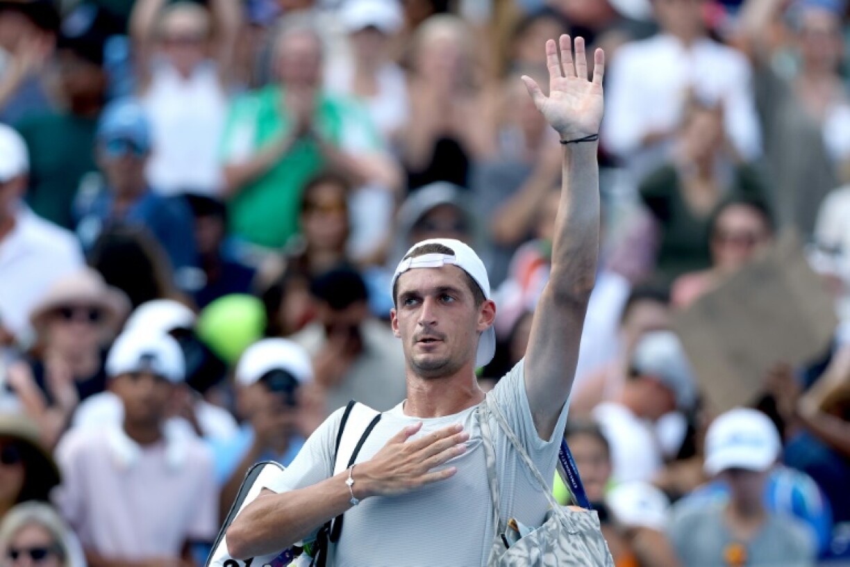 French qualifier Terence Atmane of France waves to fans after falling to top-ranked Jannik Sinner in the semi-finals of the ATP-WTA Cincinnati Open