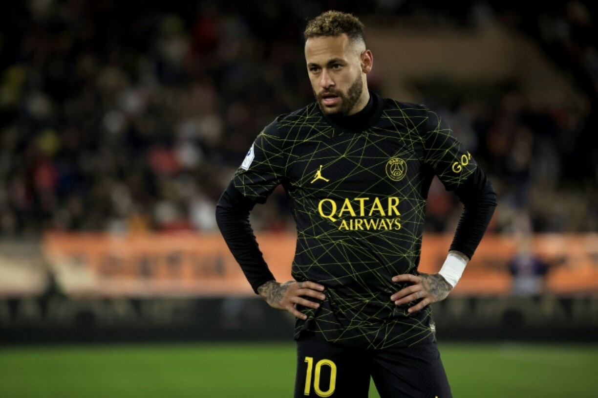 Neymar avec le PSG contre Monaco en Ligue 1 le 11 février 2023 au Stade Louis II en Princiaputé