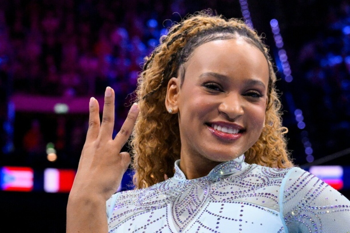 Brazilian star Rebeca Andrade won a third gold on the vault at the world gymnastics championships in Rotterdam