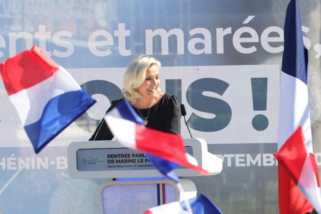 La cheffe des députés du Rassemblement national, Marine Le Pen, le 7 septembre 2025 lors de sa rentrée politique à Hénin-Beaumont