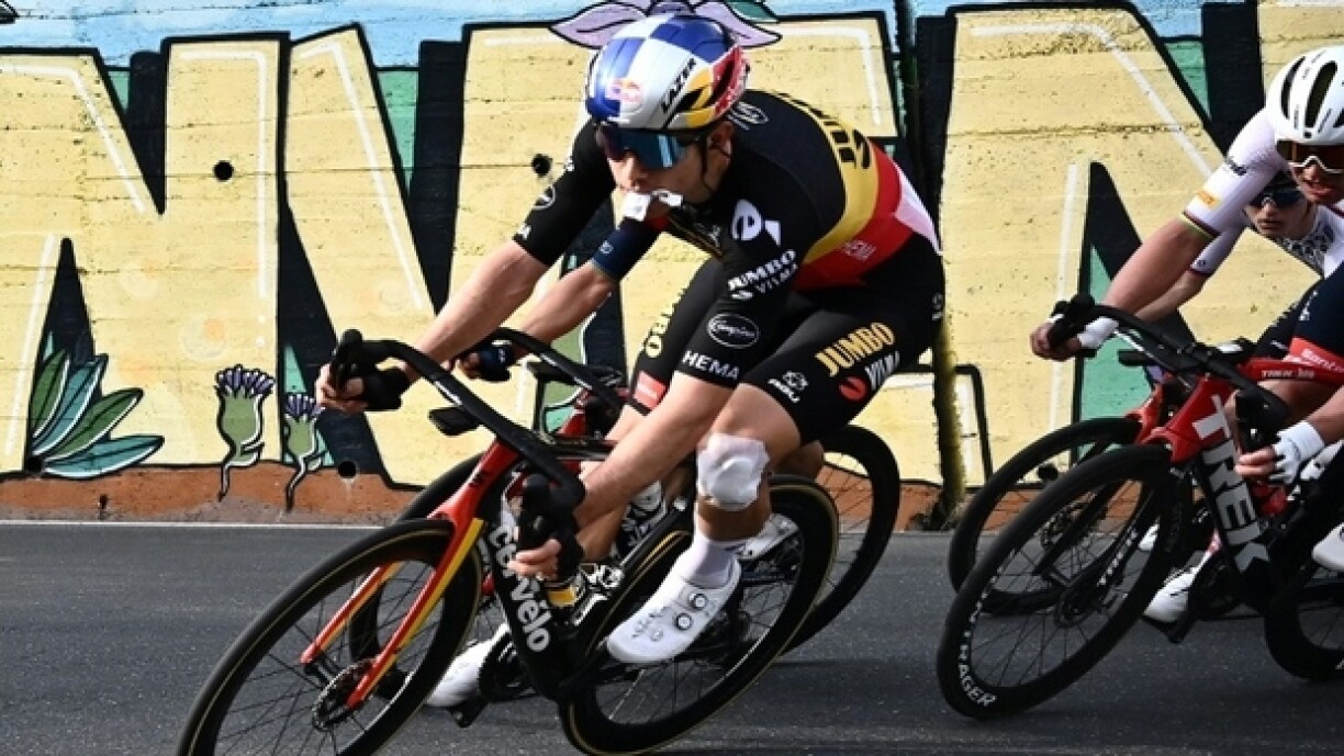 L'un des ledars de la Jumbo-Visma, le Belge Wout Van Aert, lors du dernier Milan Sanremo, le 19 mars 2022