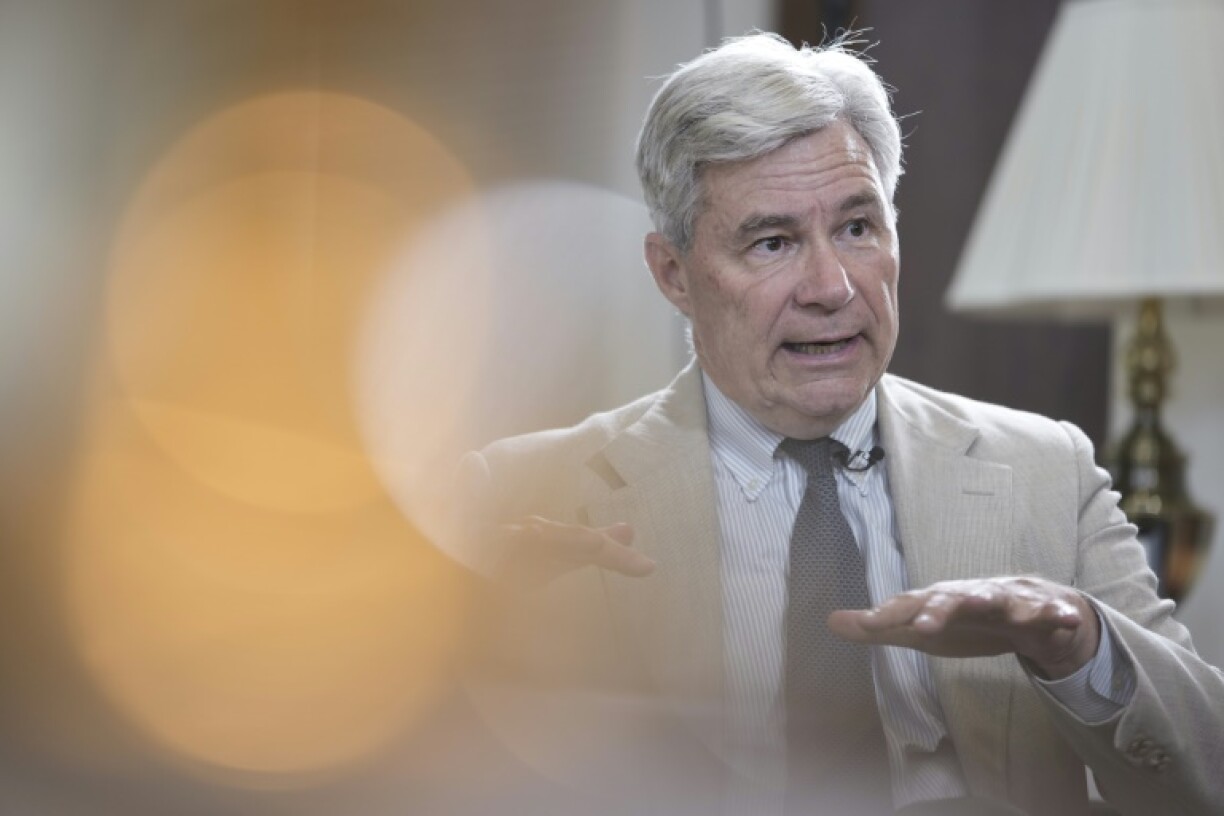 US Senator Sheldon Whitehouse, Democrat from Rhode Island, speaks during an interview on Capitol Hill on July 8, 2025 in Washington, DC