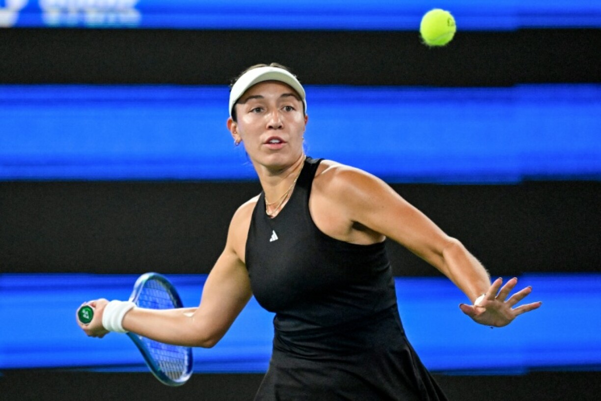USA’s Jessica Pegula hits a return to Belarus’s Aryna Sabalenka