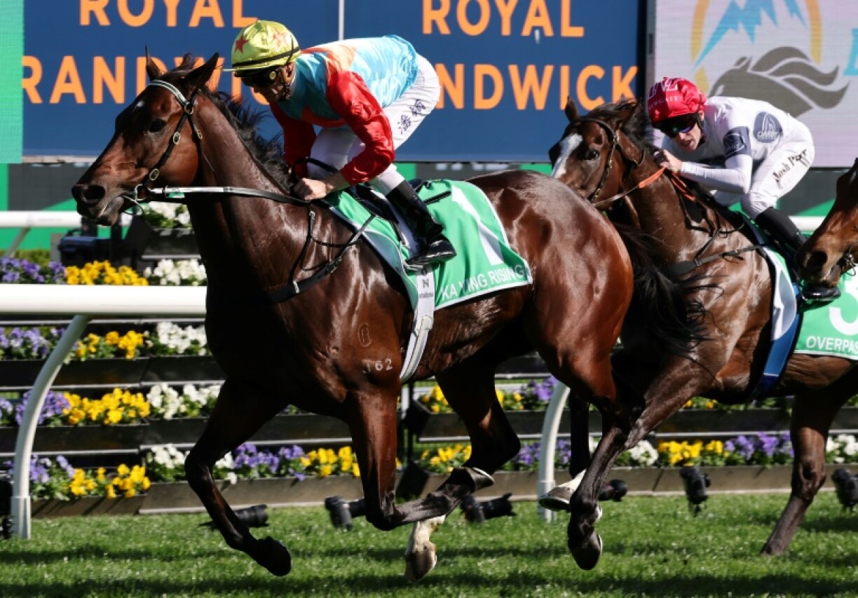 Jockey Zac Purton, rider of Ka Ying Rising, wins the Everest 2025 race at Royal Randwick in Sydney
