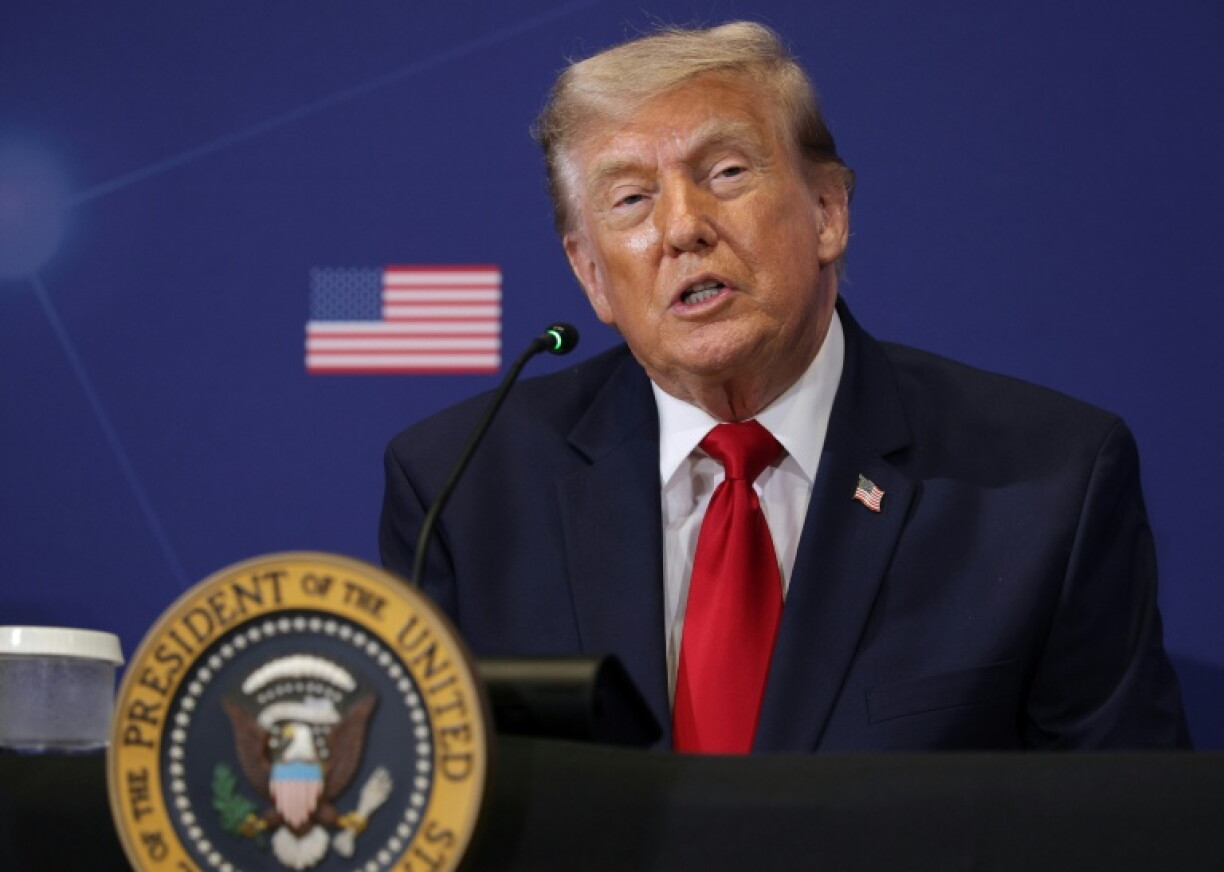 Le président américain Donald Trump prend la parole lors du Sommet sur la défense et l'innovation de Pennsylvanie, organisé à l'US Army War College le 15 juillet 2026 à Carlisle, aux Etats-Unis