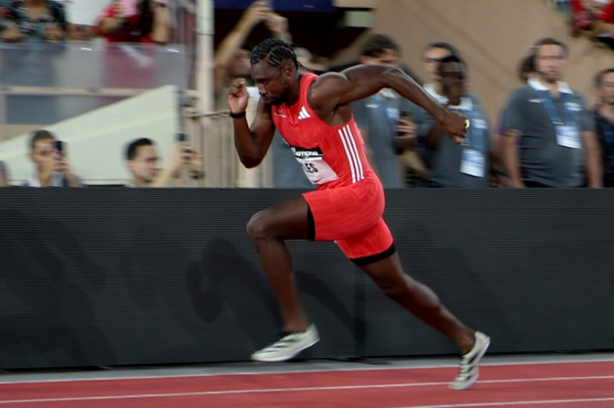 US sprinter Noah Lyles competes in the men's 200m at the Diamond League meet in Monaco