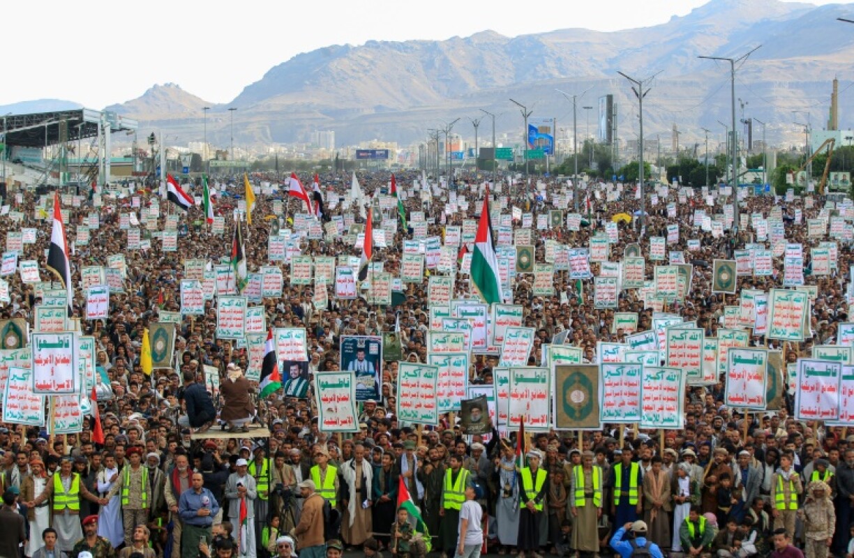 The Huthis called out huge crowds to the capital Sanaa to protest against US strikes on Yemen