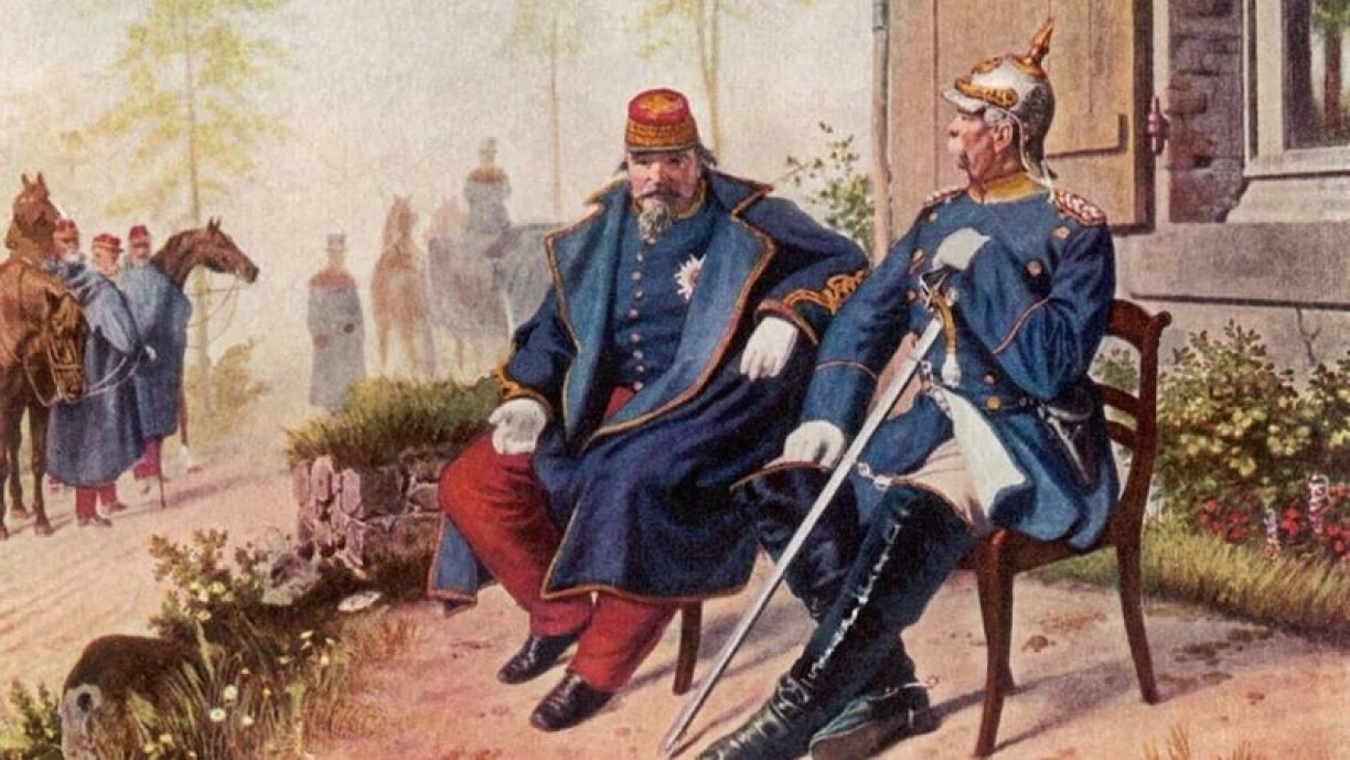 The meeting of Napoleon III and Bismarck after Napoleon's capture at the Battle of Sedan, 1870. Art by Wilhelm Camphausen, 1878. Our two protagonists of this article.