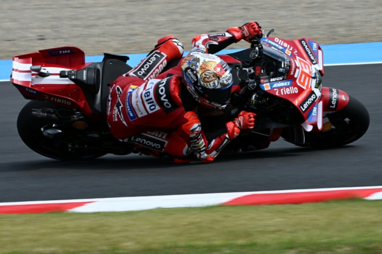 Ducati Lenovo Team rider Marc Marquez of Spain rides his motorcycle during the Japanese Grand Prix at the Mobility Resort Motegi in Motegi, Tochigi prefecture on October 3, 2026