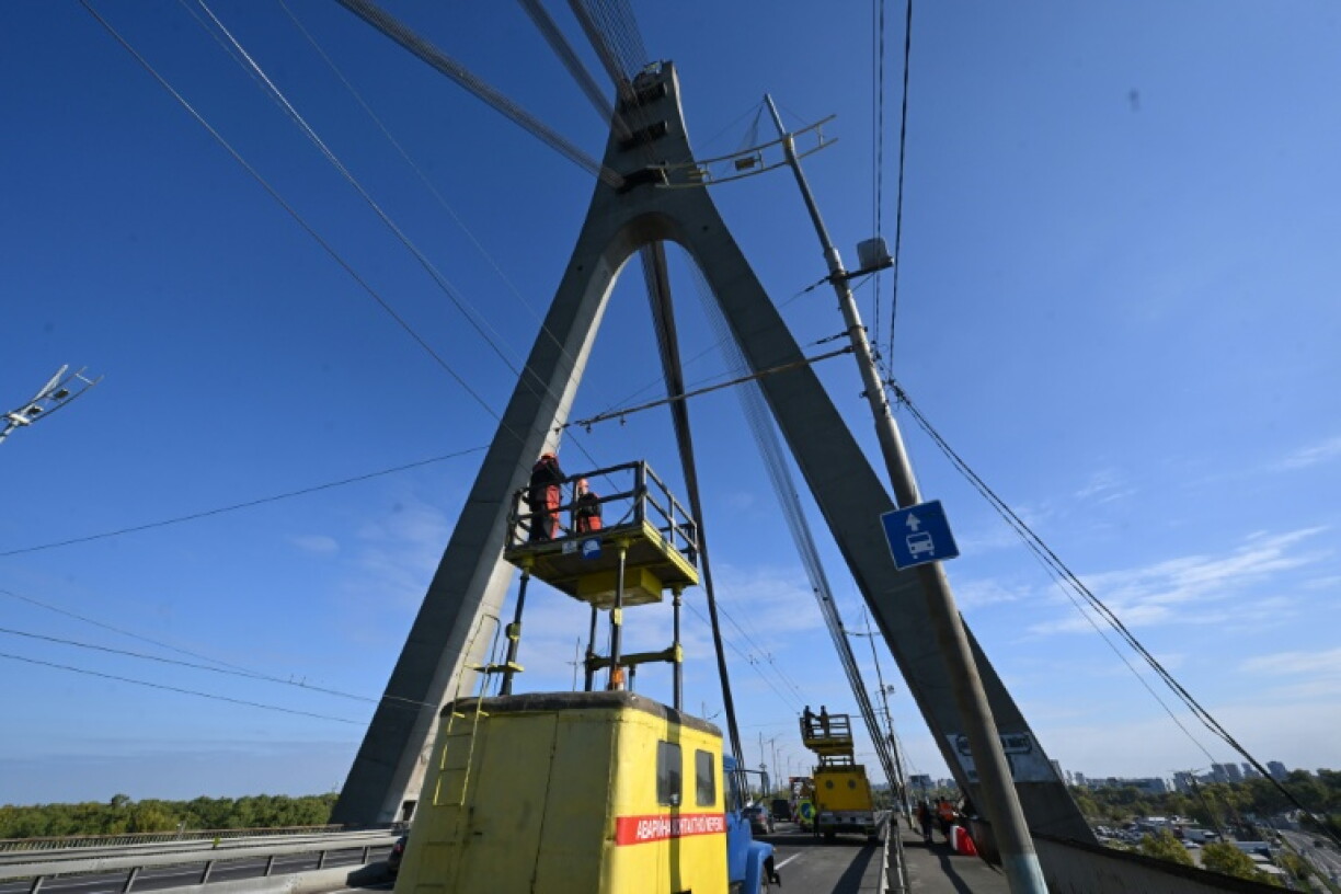 The strike on the Northern Bridge damaged road surface and trolleybus overhead wires
