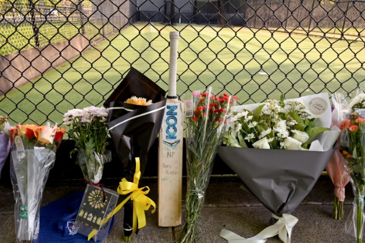 Tributes at the cricket nets in memory of promising 17-year-old Australian cricketer Ben Austin