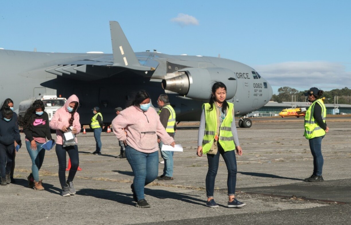 Migrants were sent by US military transport back to Guatemala as part of deportations ordered by Donald Trump