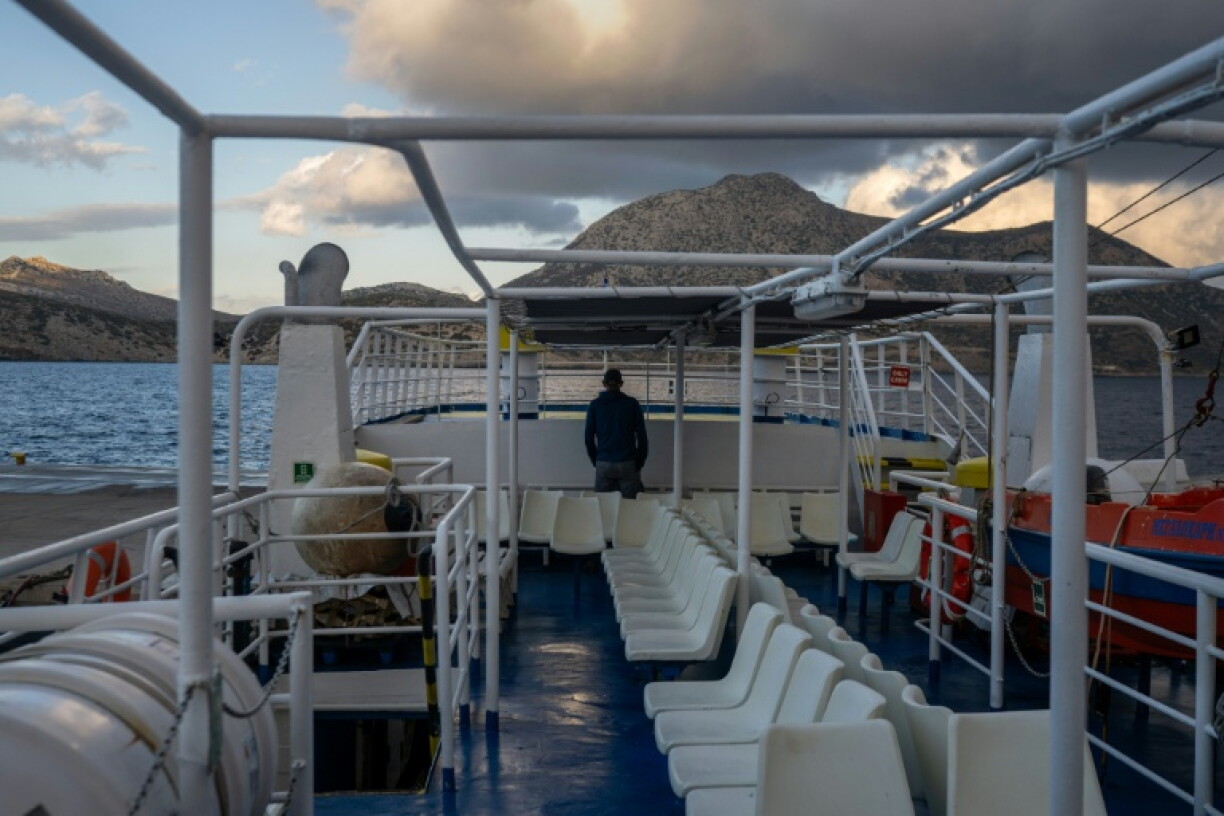 A passenger on a ferry bound for Thymaina