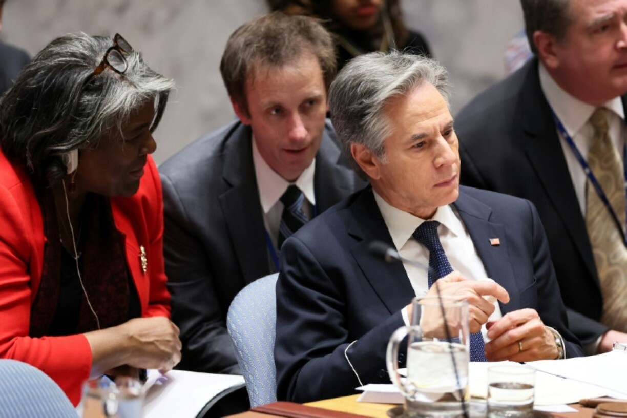 US Secretary of State Antony Blinken (R) announced a fresh $200 million in aid for Sudan at the United Nations