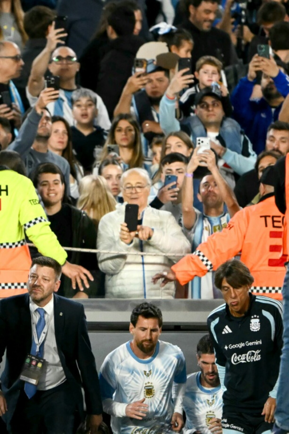 Lionel Messi enters the to warm-up ahead of his final international for Argentina