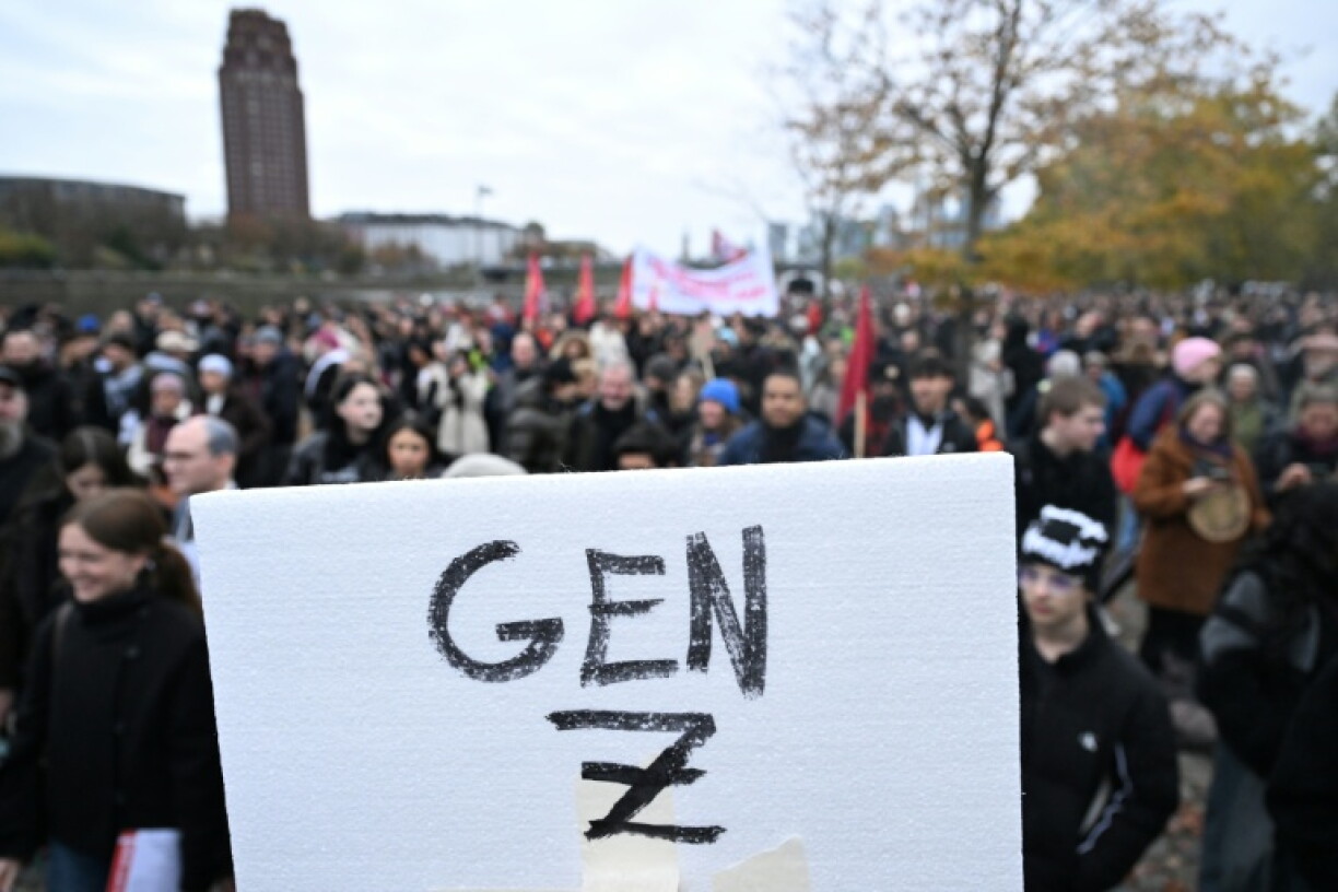 Young German protesters have been angered by public spending cuts and higher outlays on the military