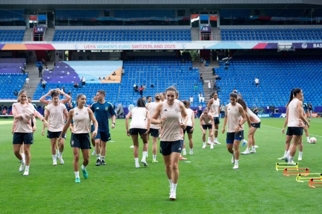 Spain train in Basel on the eve of the Women's Euro 2025 final against England