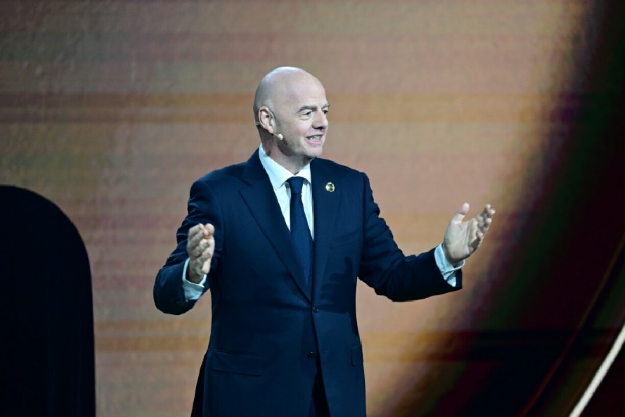FIFA president Gianni Infantino pictured at the draw for the Club World Cup last week -- FIFA will confirm the hosts for the 2030 and 2034 World Cups on Wednesday