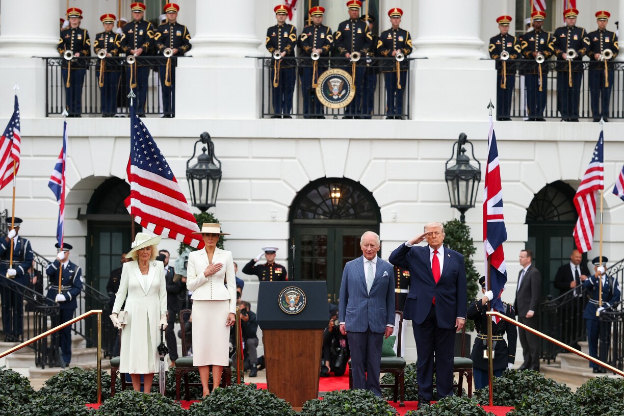 Pompös Receptioun virum Wäissen Haus zu Washington fir déi brittesch Royals.