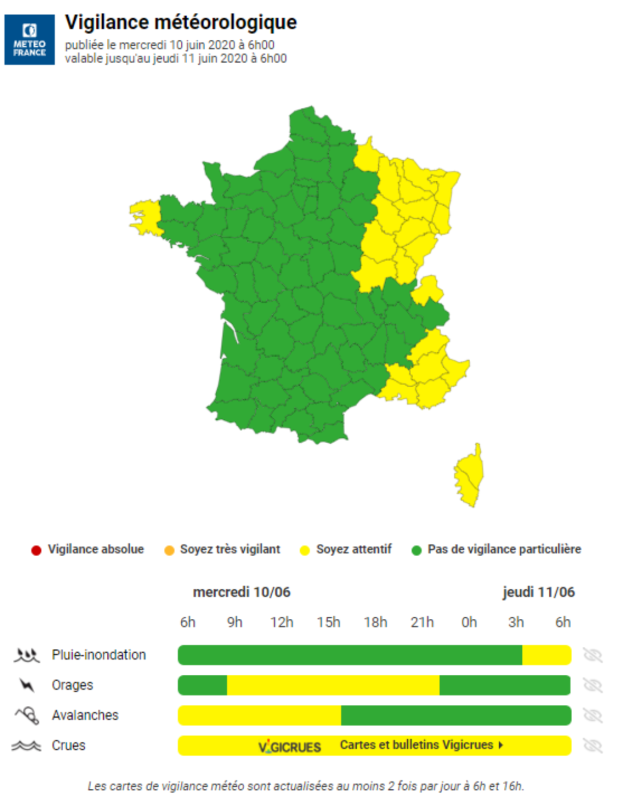 Les prévisions pour la journée de mercredi