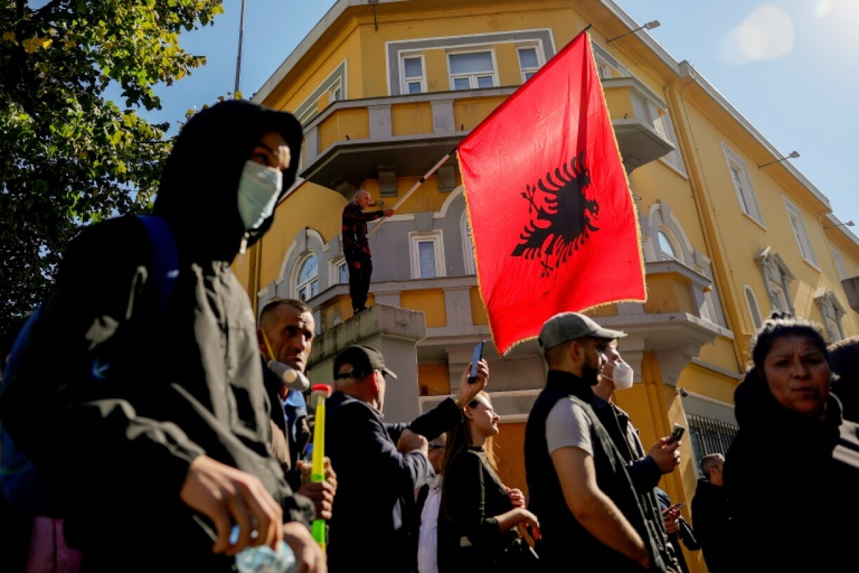 Protesters marched in the centre of the capital