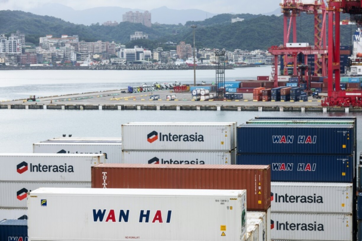 Shipping containers are seen at the Port of Keelung, in Keelung, Taiwan