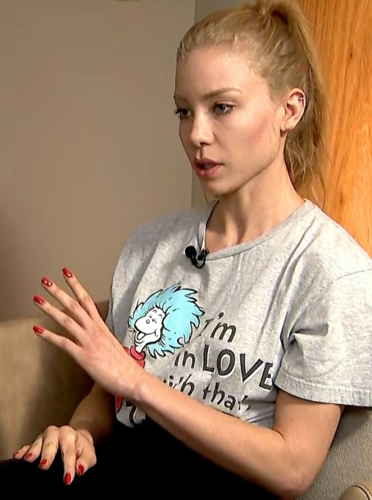 Najila Trindade Mendes de Souza, qui accuse le footballeur vedette Neymar de l'avoir violée, lors d'un entretien avec la télévision brésilienne SBT, le 5 juin 2019