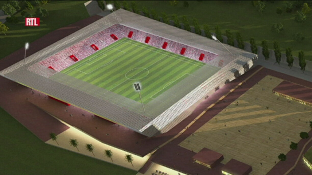Le stade national de football, tel qu'il aurait dû voir le jour à Livange, mais qui n'a finalement jamais été réalisé.