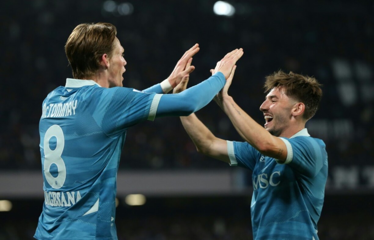 Scottish midfielders Scott McTominay and Billy Gilmour during Napoli's win over Empoli