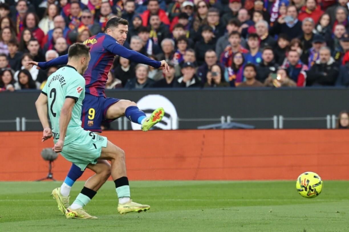Barcelona forward Robert Lewandowski scored the opening goal in the rout of Athletic Bilbao on Saturday as the club inaugurated the new Camp Nou