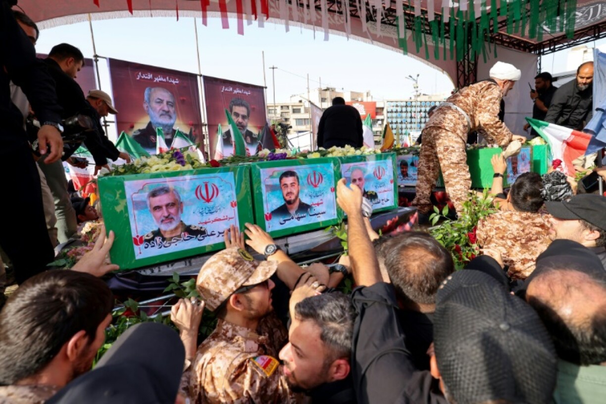 Funérailles nationales en Iran pour les hauts gradés et scientifique du nucléaire tués par Israël, le 28 juin 2025 à Téhéran